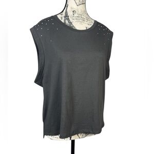 Organic Generation Dark Gray W/Silver Studded Shoulders Sleeveless Top Size XL